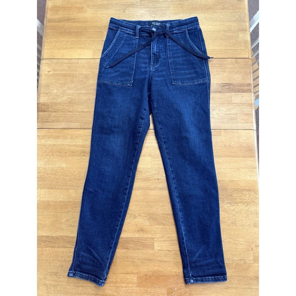 Judy Blue Midrise Pull on Jogger Jeans Denim 5/27  Blue Drawstring Stretch